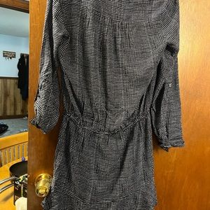 Blue and white dress button down front, adjustable arm sleeves